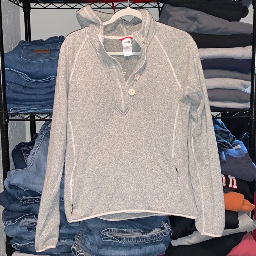 North Face half zip/button sweater